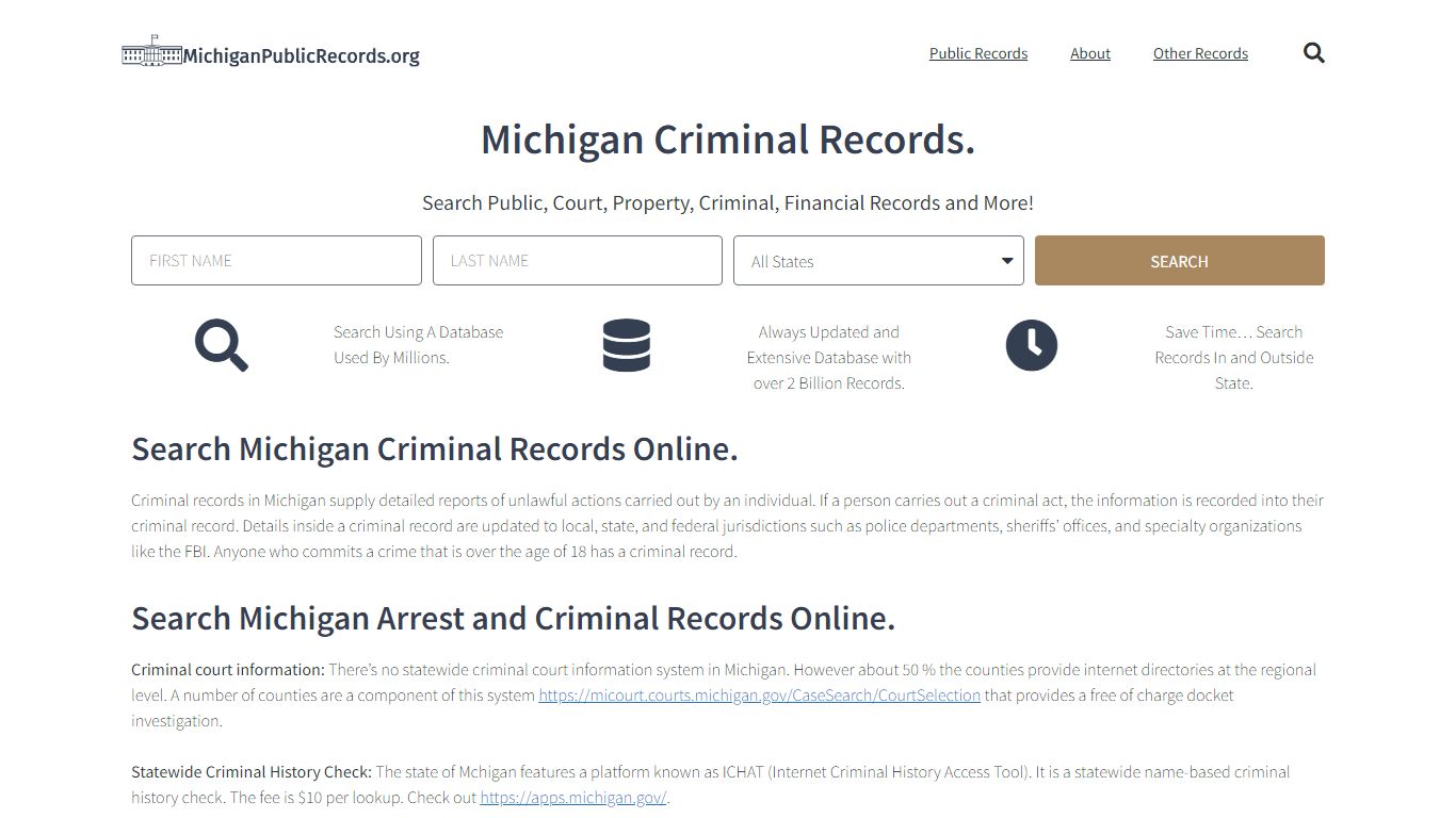 Michigan Criminal Records: MichiganPublicRecords.org